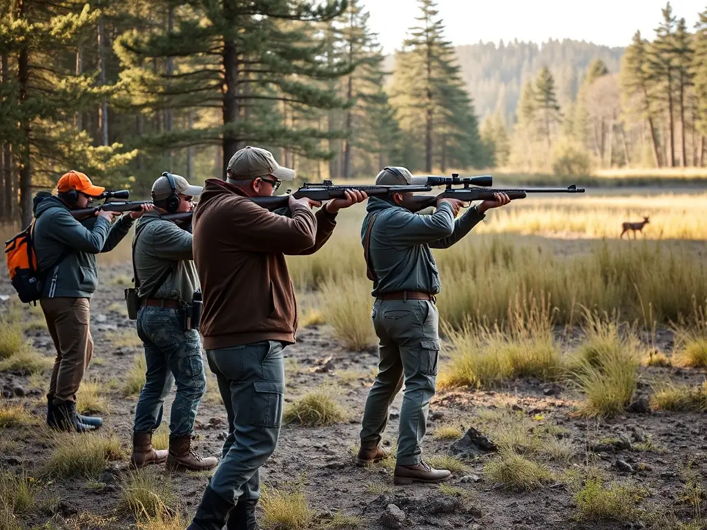 An image of hunters participating in a regulated hunt, emphasizing the importance of sustainable hunting practices and responsible wildlife management.
